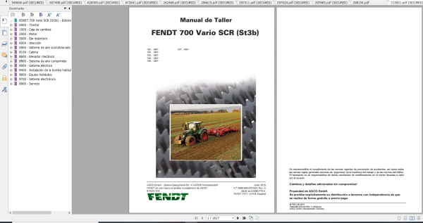 Fendt Tractor 700 Vario Scr 3b VIN 732 737 Diagram Operation Manual Workshop Manual ES 3