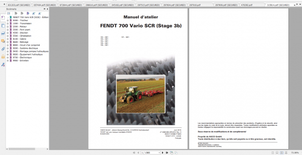 Fendt Tractor 700 Vario Scr 3b VIN 732 737 Diagram Operation Workshop Manual FR 2