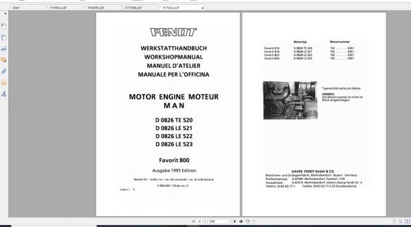 Fendt Tractor 800 Vario Com1 Workshop Manual FR 1