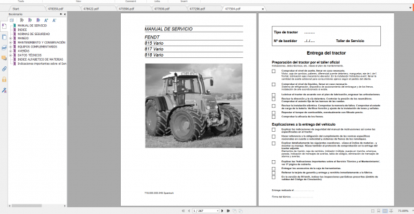 Fendt Tractor 800 Vario Com2 VIN 715 718 Diagram Operation Manual Workshop Manual ES 5
