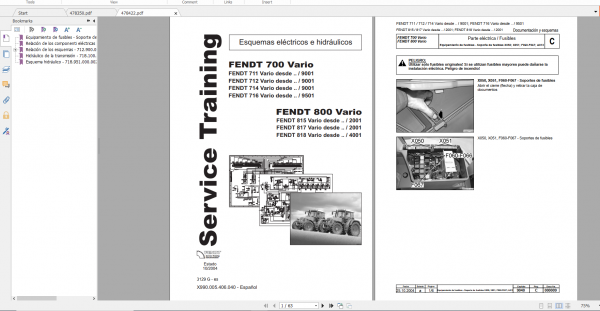 Fendt Tractor 800 Vario Com2 VIN 715 718 Diagram Operation Manual Workshop Manual ES 8