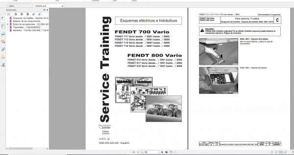Fendt Tractor 800 Vario Com2 VIN 715 718 Diagram Operation Manual Workshop Manual ES 9