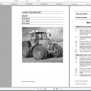 Fendt Tractor 800 Vario Com2 VIN 715 718 Diagram Operation Workshop Manual FR 3