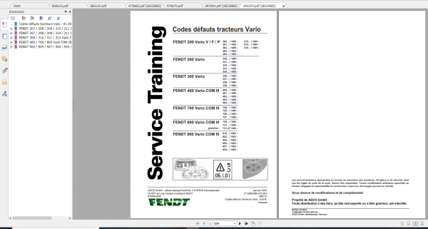 Fendt Tractor 800 Vario Com3 VIN 729 731 Diagram Operation Workshop Manual FR 5