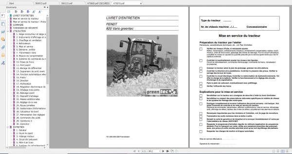Fendt Tractor 800 Vario Com3 VIN 729 731 Diagram Operation Workshop Manual FR 6