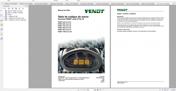 Fendt Tractor 800 Vario S4 VIN 839 842 Diagram Operation Manual Workshop Manual ES 2