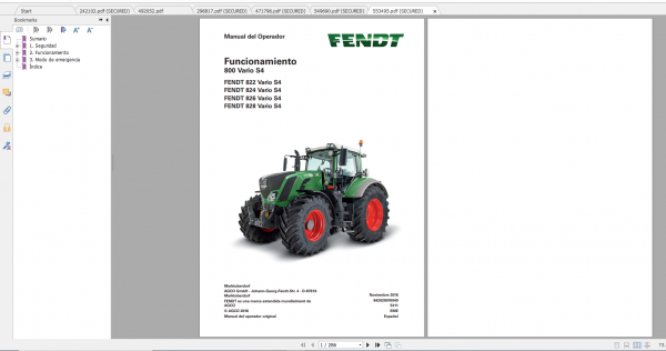 Fendt Tractor 800 Vario S4 VIN 839 842 Diagram Operation Manual Workshop Manual ES 7
