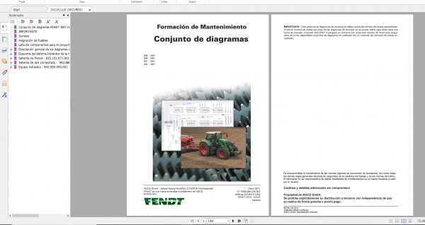 Fendt Tractor 800 Vario S4 VIN 839 842 Diagram Operation Manual Workshop Manual ES 9