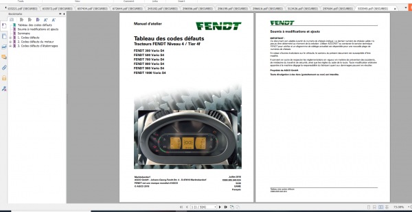 Fendt Tractor 800 Vario S4 VIN 839 842 Diagram Operation Workshop Manual FR 1