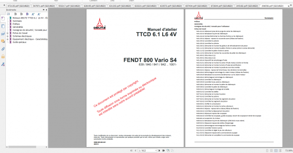 Fendt Tractor 800 Vario S4 VIN 839 842 Diagram Operation Workshop Manual FR 4