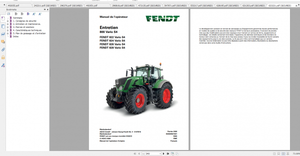 Fendt Tractor 800 Vario S4 VIN 839 842 Diagram Operation Workshop Manual FR 6