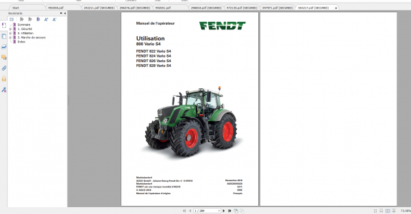 Fendt Tractor 800 Vario S4 VIN 839 842 Diagram Operation Workshop Manual FR 7