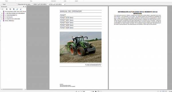 Fendt Tractor 800 Vario Scr3b VIN 832 836 Diagram Operation Manual Workshop Manual ES 9