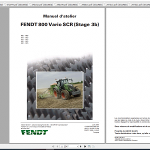 Fendt Tractor 800 Vario Scr3b VIN 832 836 Diagram Operation Workshop Manual FR 2