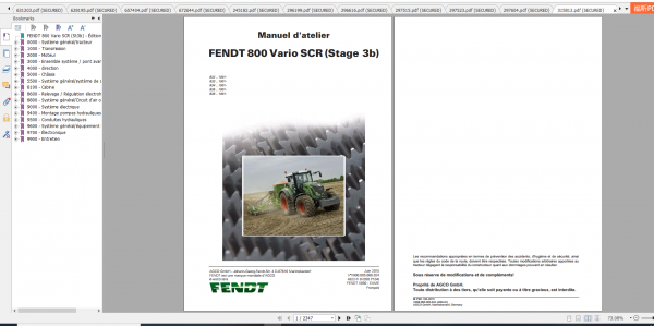 Fendt Tractor 800 Vario Scr3b VIN 832 836 Diagram Operation Workshop Manual FR 2