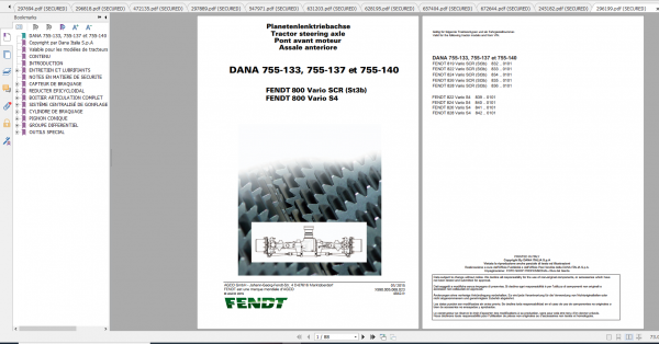 Fendt Tractor 800 Vario Scr3b VIN 832 836 Diagram Operation Workshop Manual FR 3