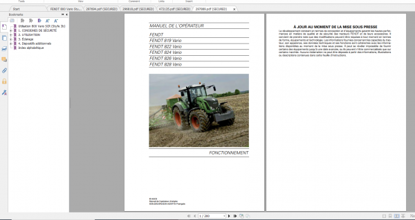 Fendt Tractor 800 Vario Scr3b VIN 832 836 Diagram Operation Workshop Manual FR 4