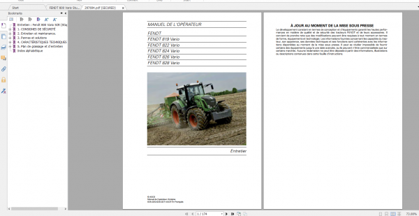 Fendt Tractor 800 Vario Scr3b VIN 832 836 Diagram Operation Workshop Manual FR 5