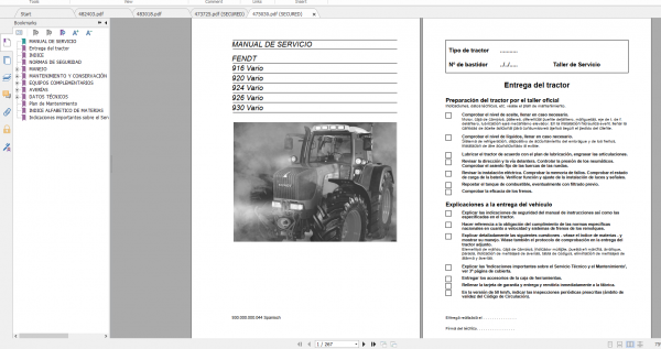 Fendt Tractor 900 Vario Com2 VIN 916 926 Diagram Operation Manual Workshop Manual ES 4