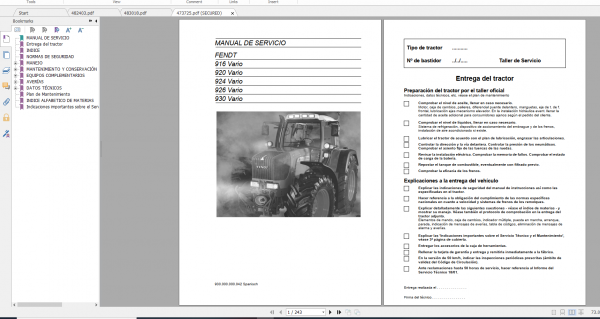 Fendt Tractor 900 Vario Com2 VIN 916 926 Diagram Operation Manual Workshop Manual ES 5