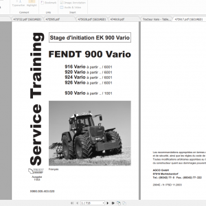 Fendt Tractor 900 Vario Com2 VIN 916 926 Diagram Operation Workshop Manual FR 1