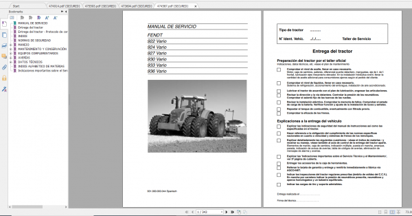Fendt Tractor 900 Vario Com3 VIN 919 934 Diagram Operation Manual Workshop Manual ES 10