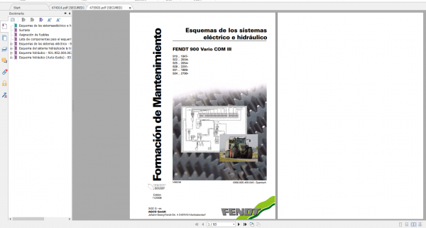 Fendt Tractor 900 Vario Com3 VIN 919 934 Diagram Operation Manual Workshop Manual ES 12