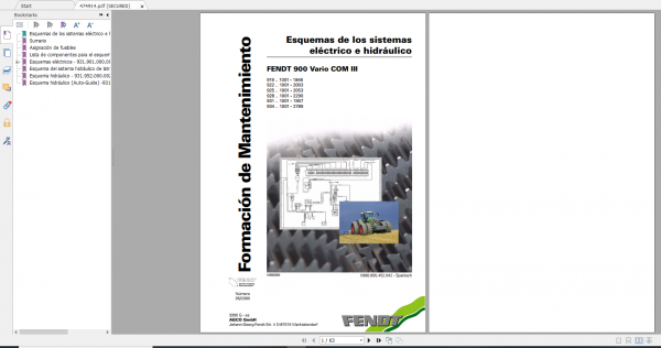 Fendt Tractor 900 Vario Com3 VIN 919 934 Diagram Operation Manual Workshop Manual ES 13