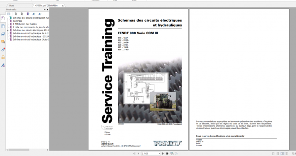 Fendt Tractor 900 Vario Com3 VIN 919 934 Diagram Operation Workshop Manual FR 10