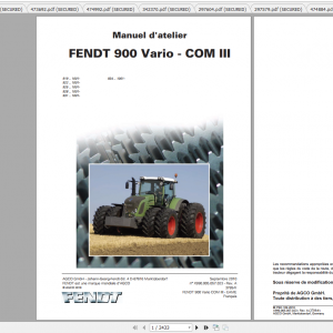 Fendt Tractor 900 Vario Com3 VIN 919 934 Diagram Operation Workshop Manual FR 3