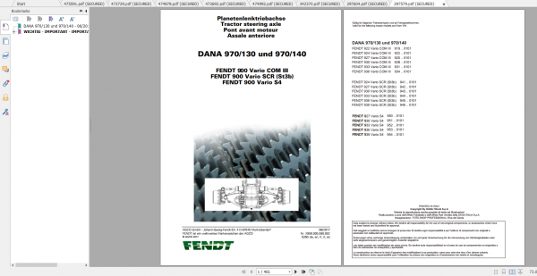 Fendt Tractor 900 Vario Com3 VIN 919 934 Diagram Operation Workshop Manual FR 6