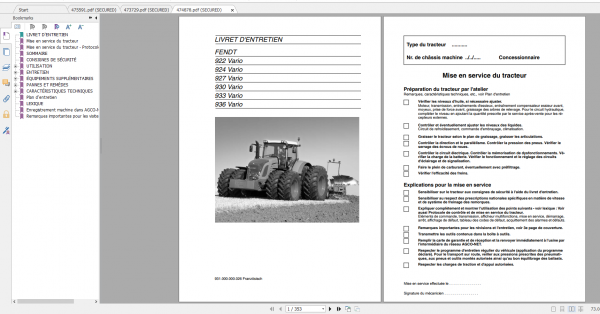 Fendt Tractor 900 Vario Com3 VIN 919 934 Diagram Operation Workshop Manual FR 8