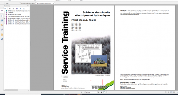 Fendt Tractor 900 Vario Com3 VIN 919 934 Diagram Operation Workshop Manual FR 9