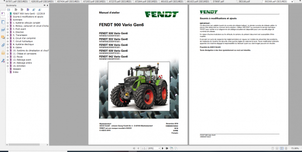 Fendt Tractor 900 Vario Gen6 VIN 957 961 Diagram Operation Workshop Manual FR 1