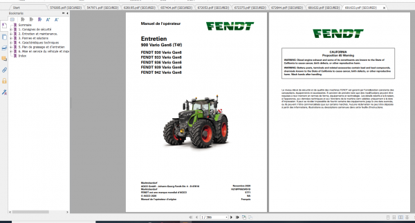 Fendt Tractor 900 Vario Gen6 VIN 957 961 Diagram Operation Workshop Manual FR 2