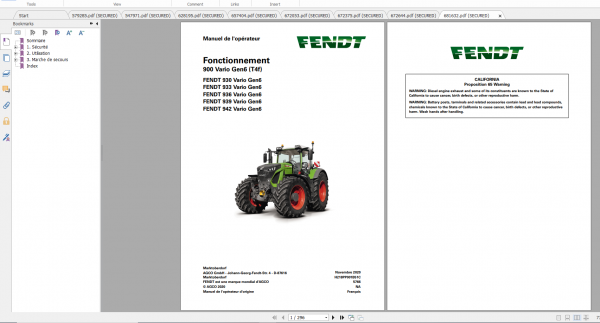 Fendt Tractor 900 Vario Gen6 VIN 957 961 Diagram Operation Workshop Manual FR 3
