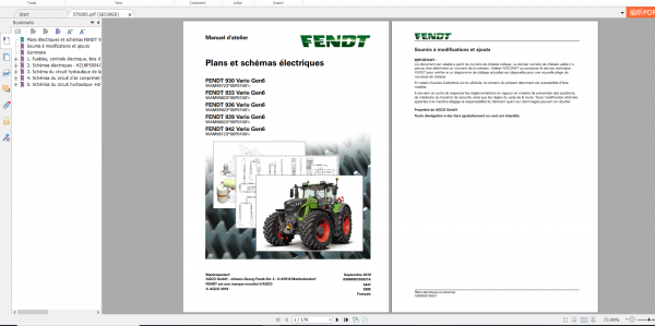 Fendt Tractor 900 Vario Gen6 VIN 957 961 Diagram Operation Workshop Manual FR 6