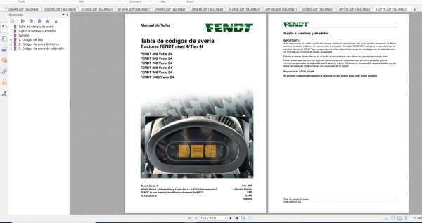 Fendt Tractor 900 Vario S4 VIN 950 954 Diagram Operation Manual Workshop Manual EN 1