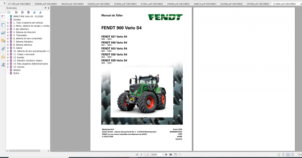 Fendt Tractor 900 Vario S4 VIN 950 954 Diagram Operation Manual Workshop Manual EN 3