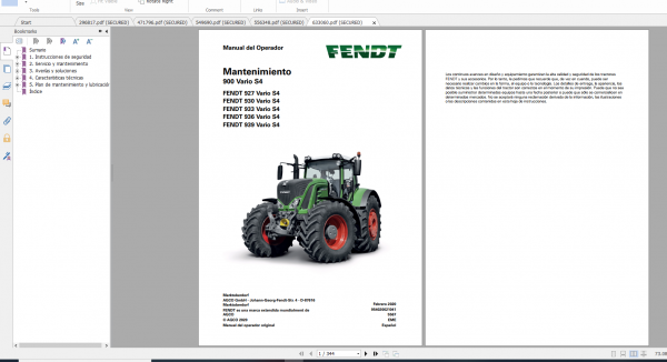 Fendt Tractor 900 Vario S4 VIN 950 954 Diagram Operation Manual Workshop Manual EN 8