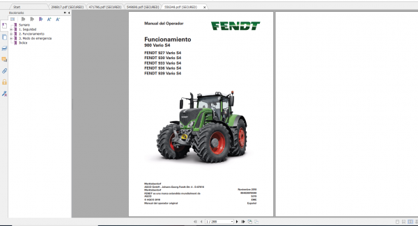 Fendt Tractor 900 Vario S4 VIN 950 954 Diagram Operation Manual Workshop Manual EN 9