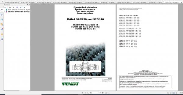 Fendt Tractor 900 Vario S4 VIN 950 954 Diagram Operation Workshop Manual FR 3
