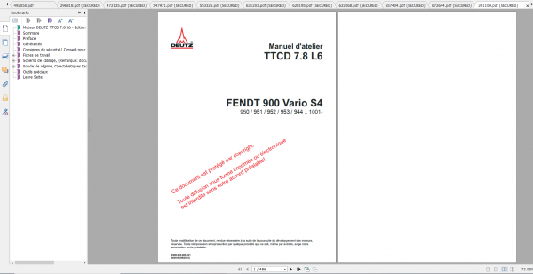 Fendt Tractor 900 Vario S4 VIN 950 954 Diagram Operation Workshop Manual FR 4