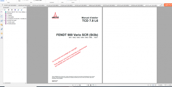 Fendt Tractor 900 Vario Scr3b VIN 941 946 Diagram Operation Workshop Manual FR 3