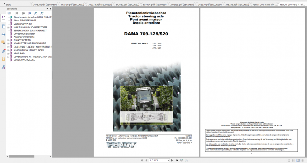 Fendt Tractor Famer 200 Com3 VIN 330 334 Diagrams Operator Workshop Manual FR 1