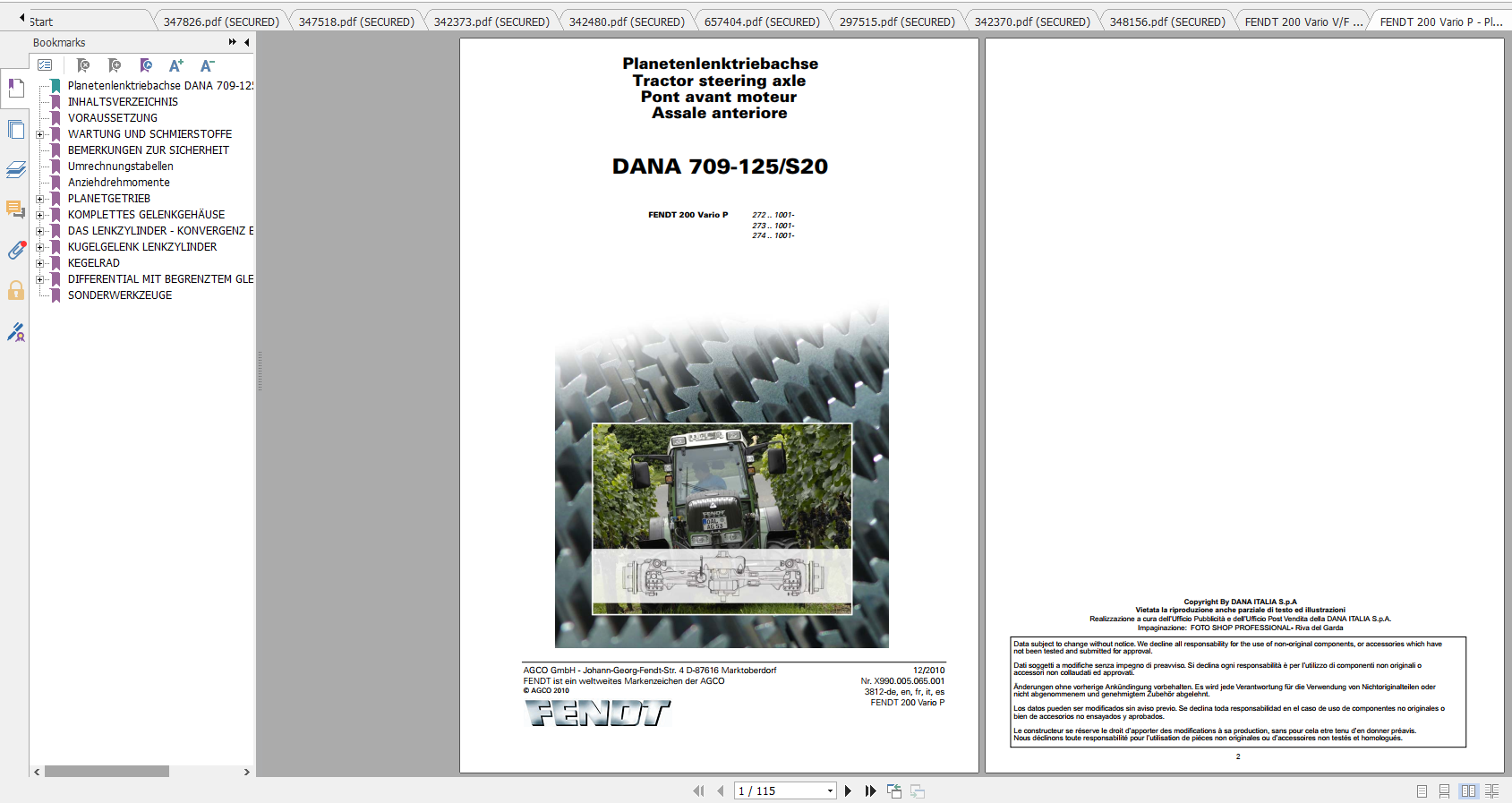 Fendt Tractor Famer 200 Com3 VIN 330 334 Diagrams Operator Workshop Manual FR 1