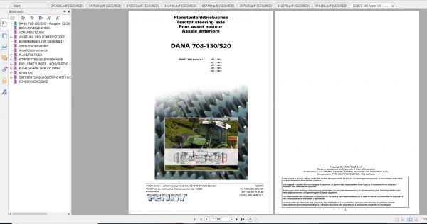 Fendt Tractor Famer 200 Com3 VIN 330 334 Diagrams Operator Workshop Manual FR 2