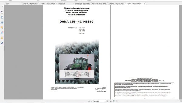 Fendt Tractor Famer 200 Com3 VIN 330 334 Operator Workshop Manual ES 1