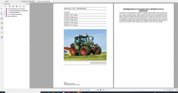 Fendt Tractor Famer 200 Com3 VIN 330 334 Operator Workshop Manual ES 6