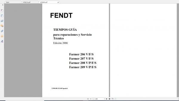 Fendt Tractor Famer 200 VIN 205 206 328 329 Operator Workshop Manual ES 10